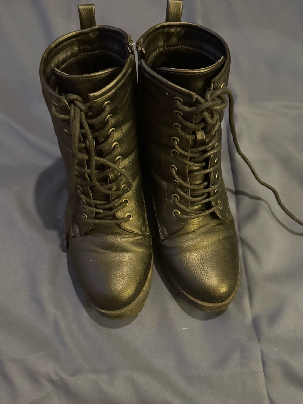 Zigi Soho Black Lace-Up Combat Boots